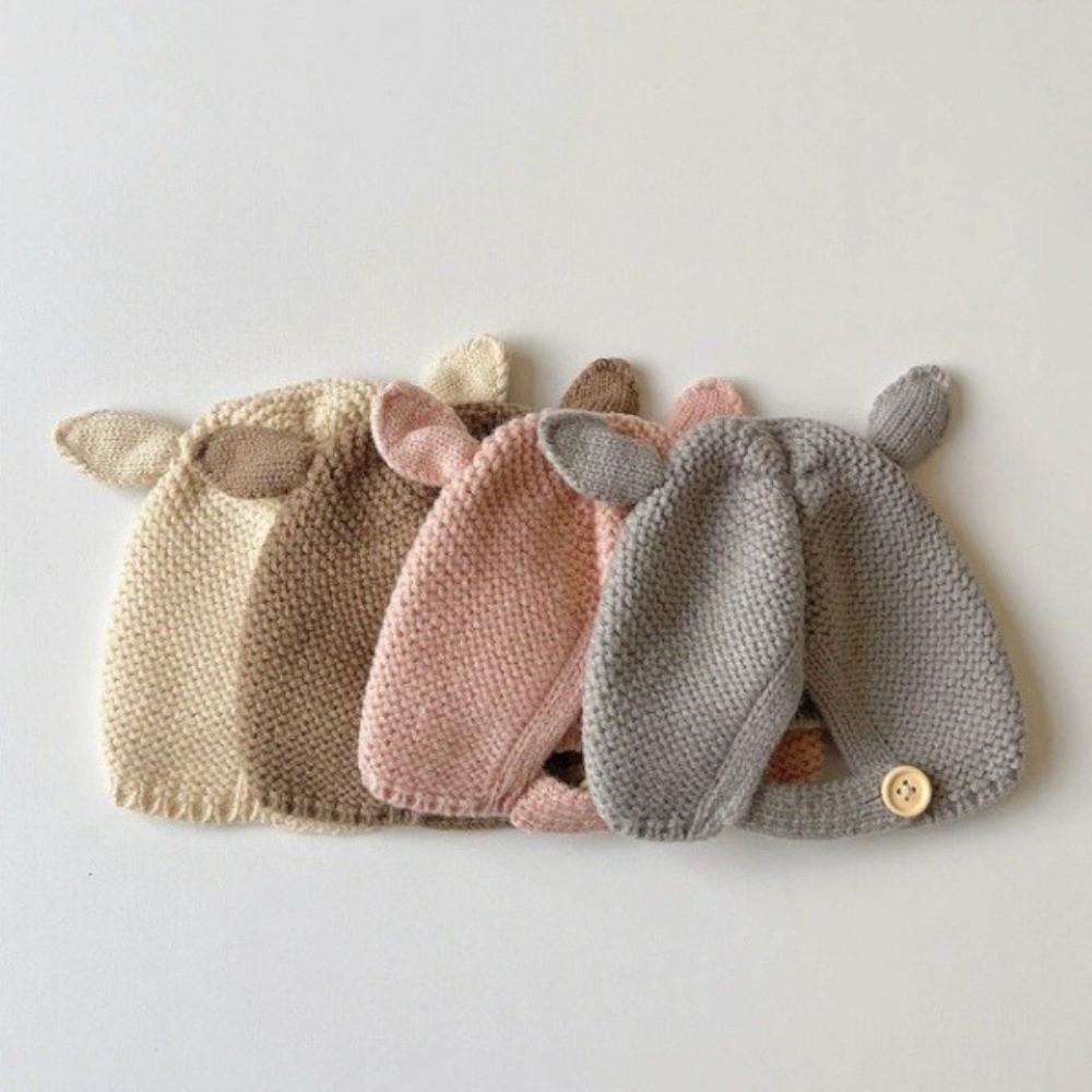 Теплая вязаная шапка-бини однотонная детская шапка милая шапка с защитой ушей детская для мальчика девочки