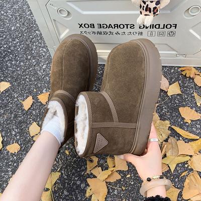 Зимние женские теплые сноубутсы с большой головой 2025 зима новые бархатные утолщенные маленькие короткие ботинки теплые хлопковые туфли