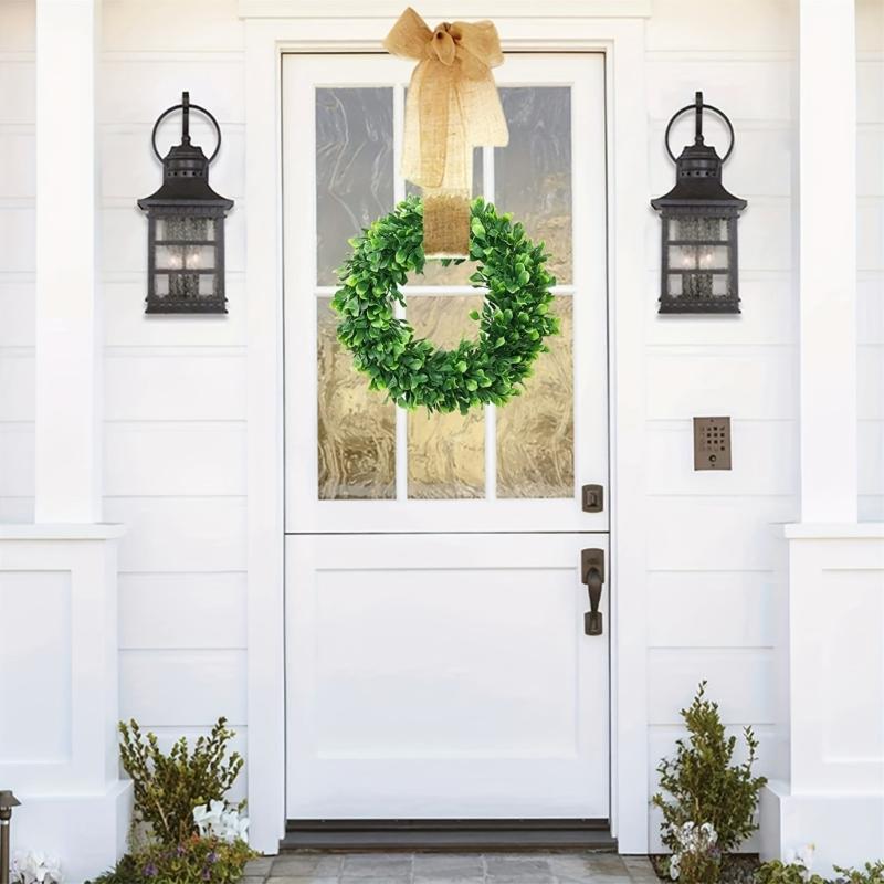 Весенний венок для входной двери, окна, свадебной вечеринки, для декора помещений и улицы, искусственный венок с белыми листьями