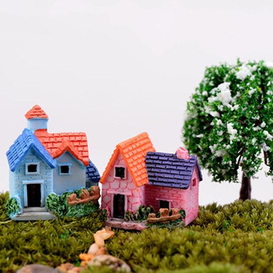DYS Миниатюрный кукольный домик из смолы «Сказочный сад» с соломенной крышей, украшение для микро-кукольного домика