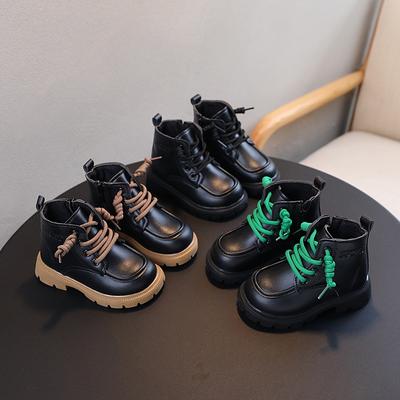 Осенне-зимние новые одинарные ботинки для девочек в британском стиле, ботинки Martin для мальчиков, детские короткие ботинки с боковой молнией, одинарные ботинки