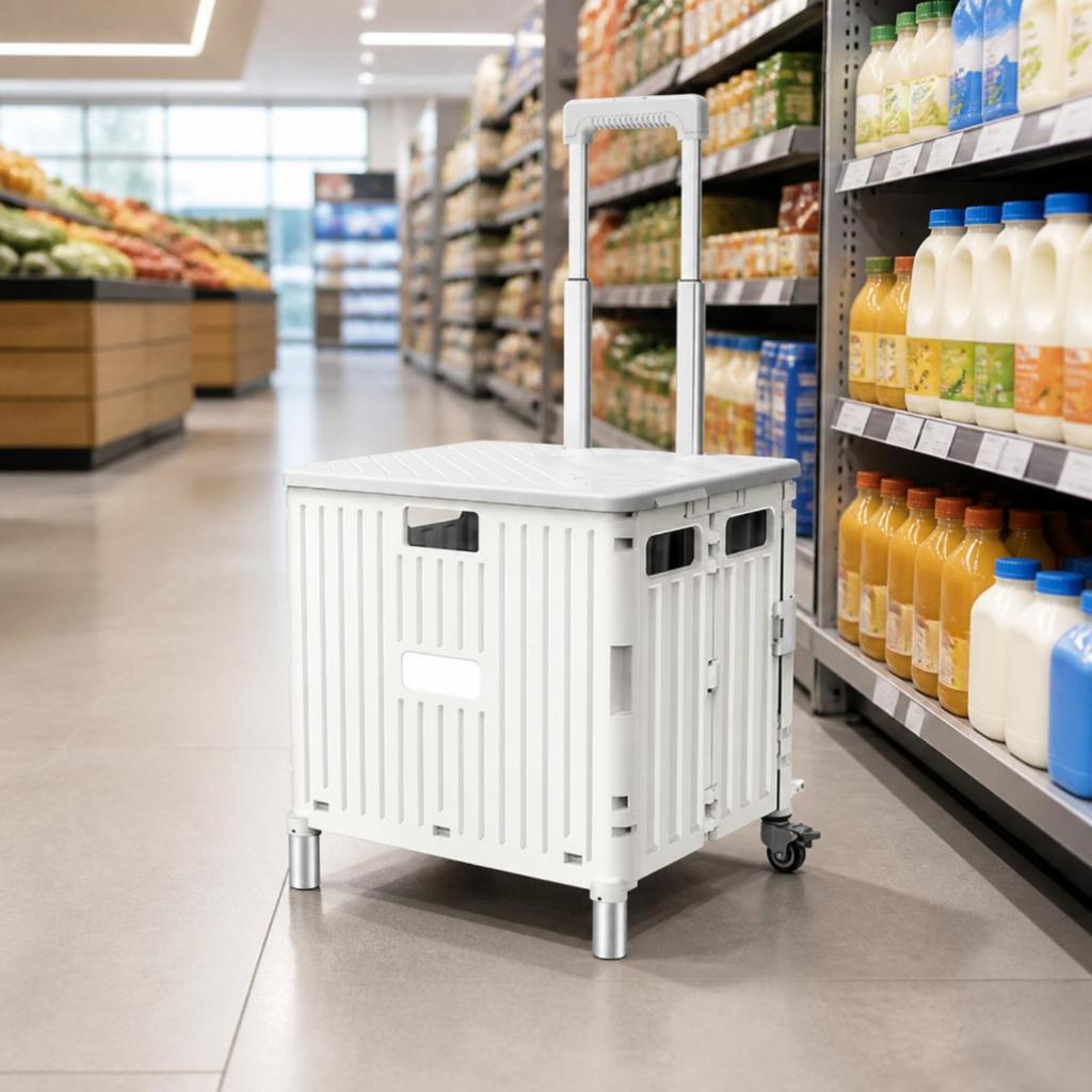Heavy-Duty Collapsible Shopping Cart Sturdy Foldable Utility Reinforced