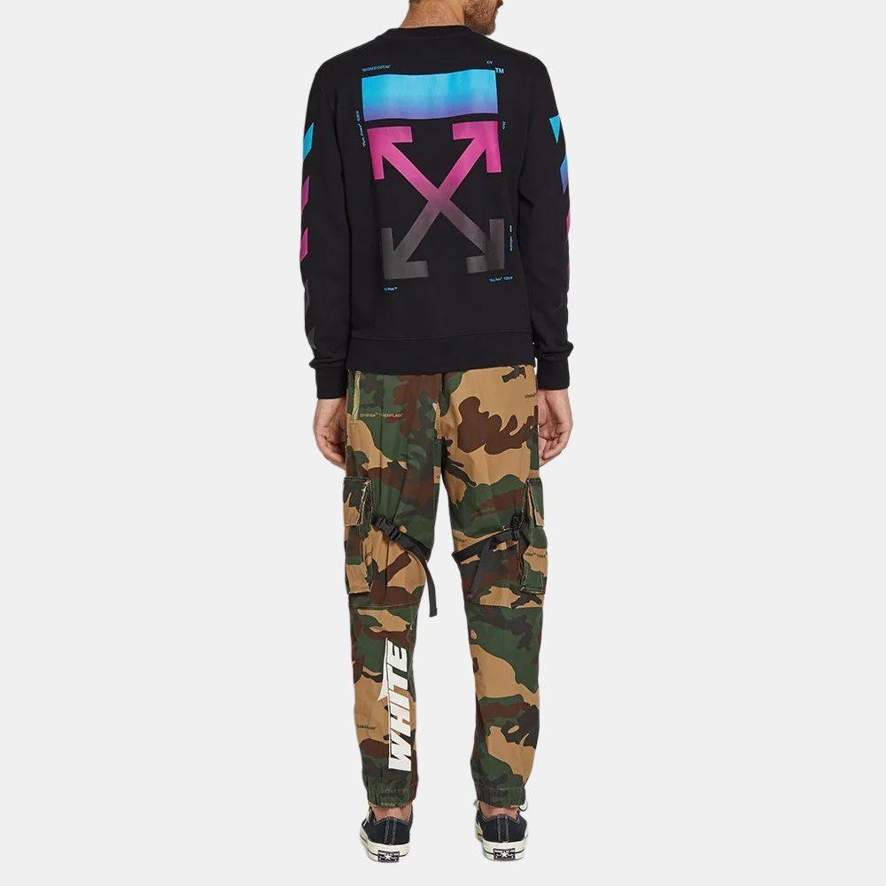 OFF WHITE Диагональный Градиентная Футболка с Длинным Рукавом OMBA025F181920051088