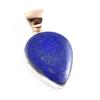 Natural Lapis Lazuli Gemstone 925 Sterling Silver Two Tone Pendant 1.6'' a3G88