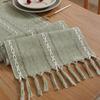 Деревенские скатерти с кисточкой ручной работы, винтажные тканые дорожки из хлопка и льна, длинные для украшения обеденного стола на вечеринке