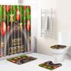 Christmas Shower Curtain Floor Mat Combination Four-Piece Set Bathroom Toilet Carpet Shower Room Mat Foot Mat