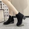 Thick-soled High-heeled Zipper Versatile Women's Autumn and Winter Matte Thick-heeled Fashion Boots, Velvet Short Boots