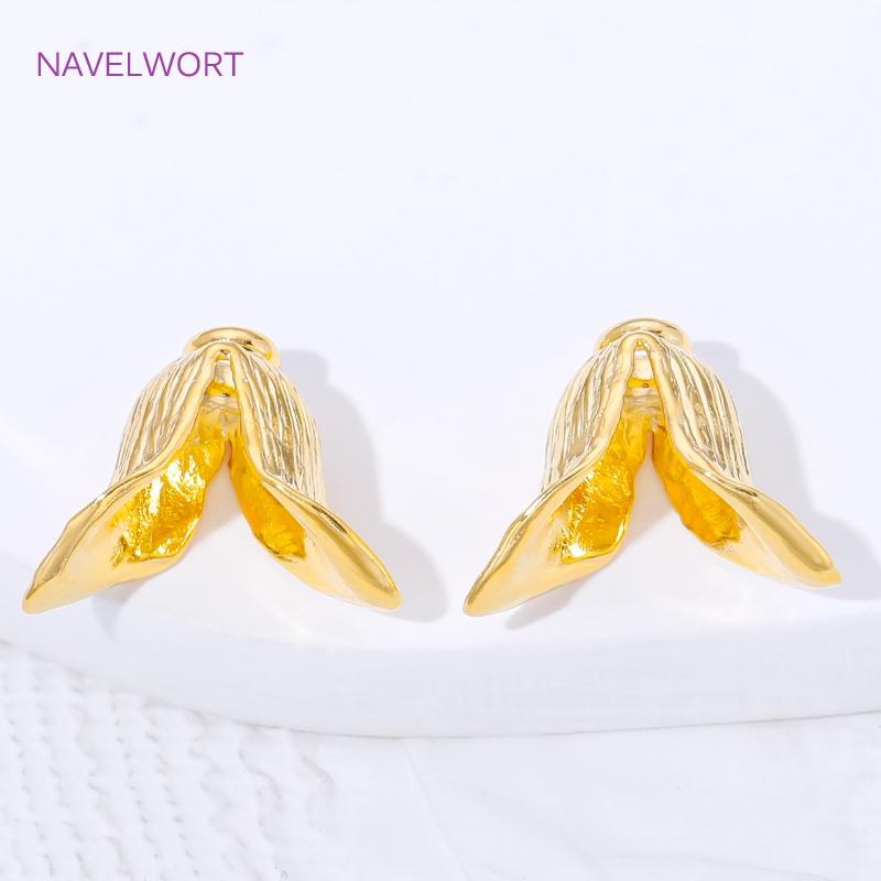 Trendy 18K Gold Plated Flower Caps Tassel Caps,Brass Bead Caps For Jewelry Making,Cap For Beads,Earrings Accessories