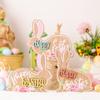 Easter Wood Ornament Crafts Home Party Gift Stereoscopic Colour Desktop Tabletop Cartoon Rabbit Decorative Cute Decoration