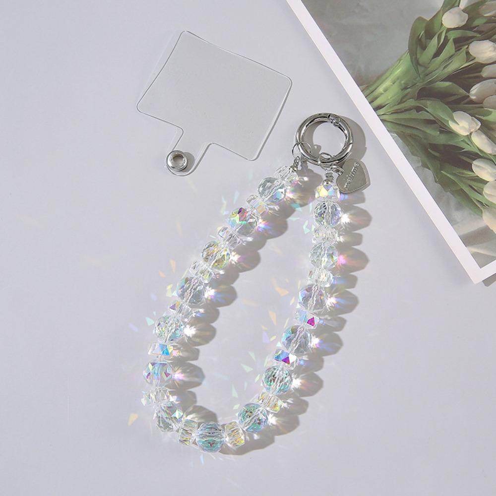 Detachable Crystal Bead Keychain Transparent Wrist Crystal Chain for Women Girls
