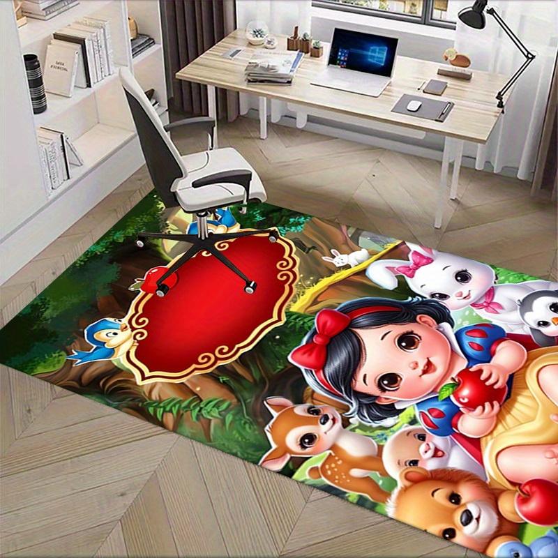 Office Carpet, Under Chair Rug, Gift for, Home Decor, Snow White and Friends Forest Scene, Soft Plush Mat for Playroom, , and Living