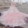 Pet Dog Clothes Luxury Handmade Pearl Lace Flower Print Long Tail Photography Dresses for Small Medium Dogs Puppy Clothing XS-XL
