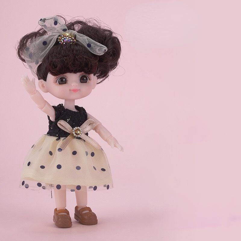 Мини-подвижная 13-шарнирная кукла 15 см, игрушка для девочек, 3D большие глаза, BJD принцесса, полная одежда, коллекция платьев, детская кукла в подарок