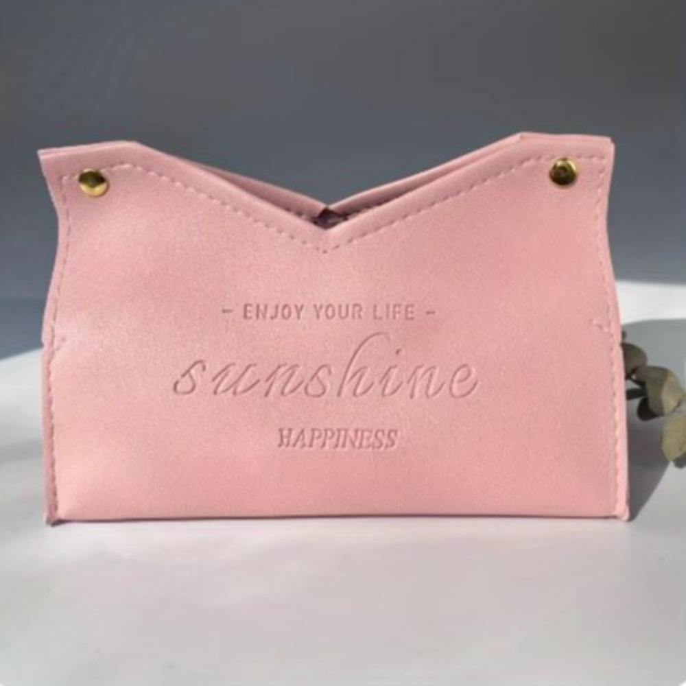 PU Leather Napkin Holder Solid Color Tissue Paper Storage Bag Dustproof Toilet Paper Case Sundries