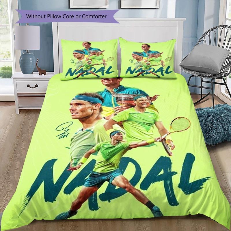 Rafael Nadal Tennis Player 3Pcs Bedding Set, Duvet Cover with 2 Pillowcases, Tennis Star Bed Linens, No Comforter No Pillow Core