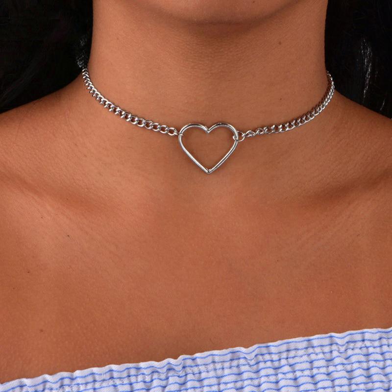 Scione Hollow Heart Choker ожерелья для девушек и женщин, ожерелье с подвеской в форме сердца, подарок