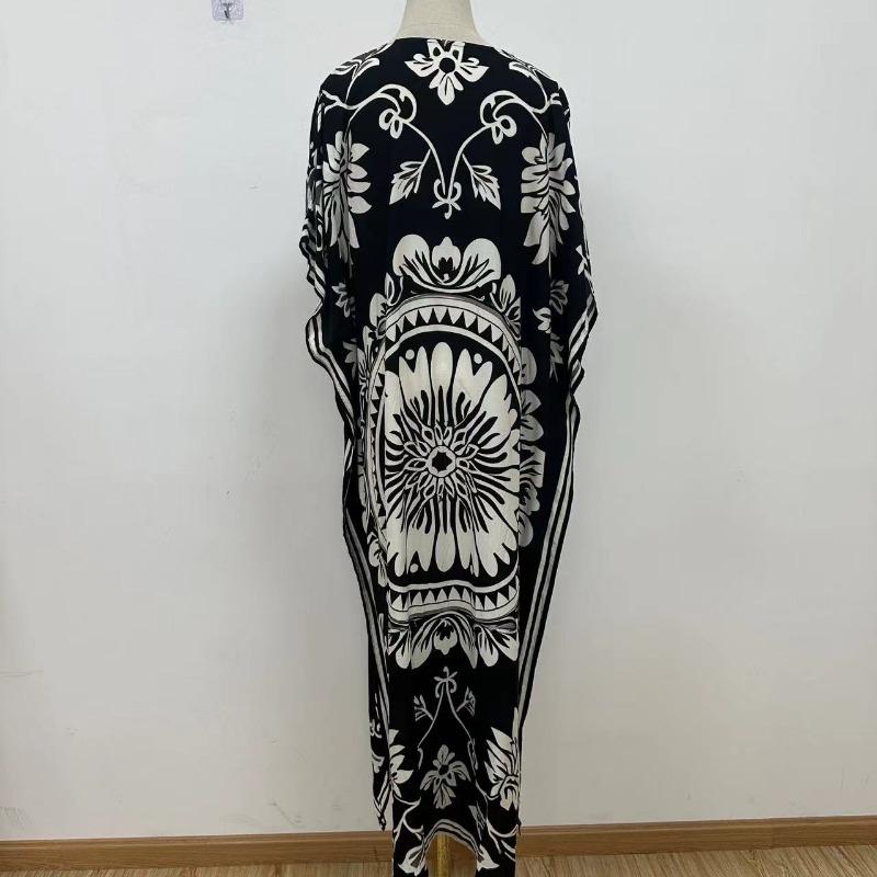 Плюс Размер Женщин Новый Принт Пляжный Свободный Платье Праздничный Бикини Накидка