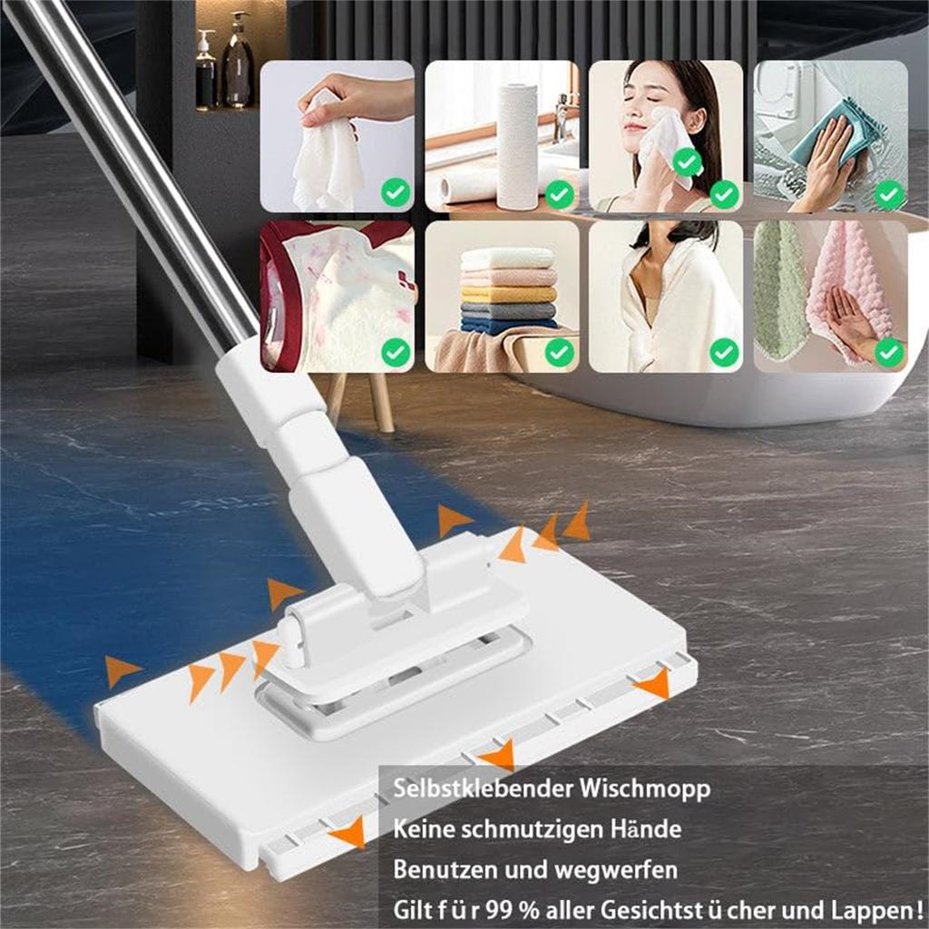 Mop With Pressure Clamping System, No Hand Washing, One Button For Changing, Automatic Clamping Cloth