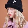 VA Brooch Melange Wool Rolling Beanie Black Mix