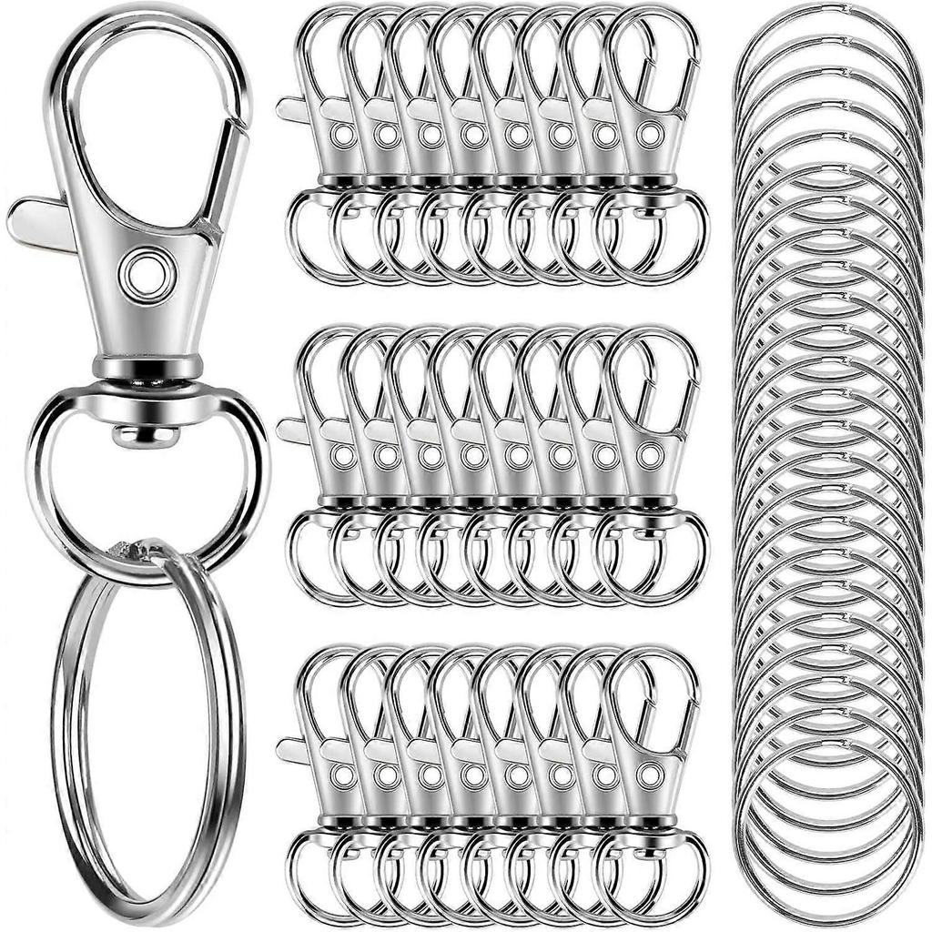 13.20.5cm 50PCS Metal Lobster Claw Clasp with Key Rings, 25PCS Keychains Clips Hooks and 25PCS Key Chain Rings, Keychain Accessories, Keychain Rings M