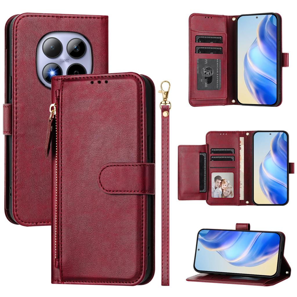 For Xiaomi Redmi Note 15 Pro 5G Case Zipper Pocket Multiple Card Slots Leather Phone Cover