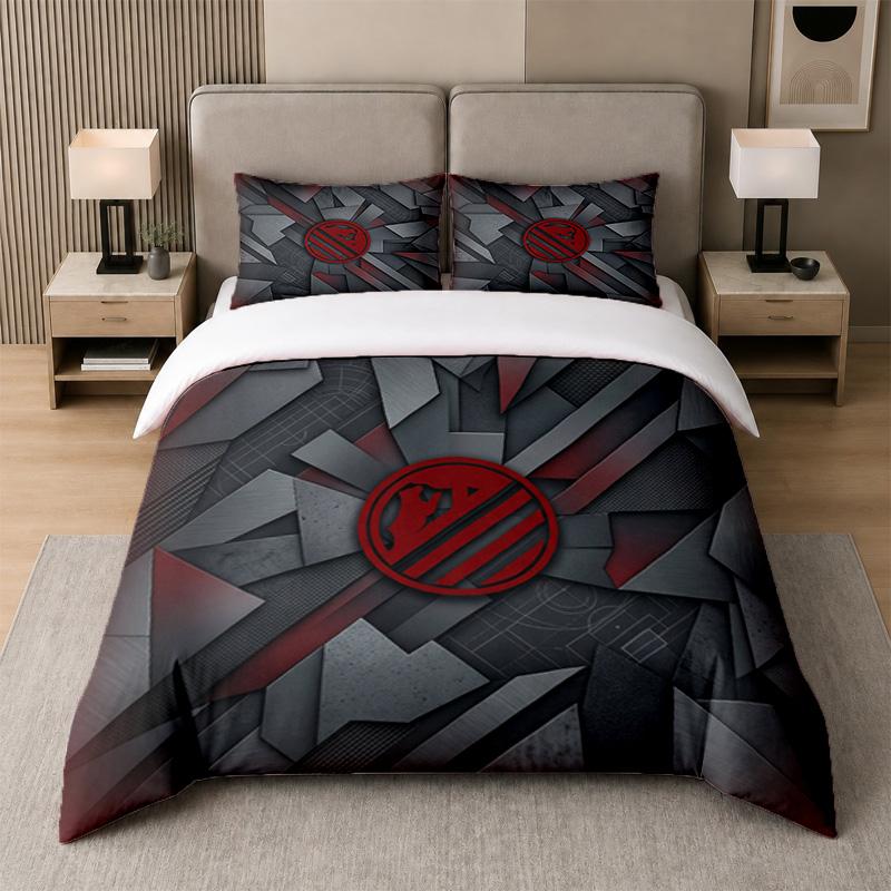 3Pcs Bedding SetAtletico Madrid Soft Bed Sheet and Two Pillowcases Home Bedroom Decor