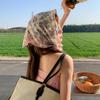 55Cm  Sweet Floral Print Small Square Scarf For Women Girl Cute Soft Flower Scarf Hairband Headband Korean Hair Scarves