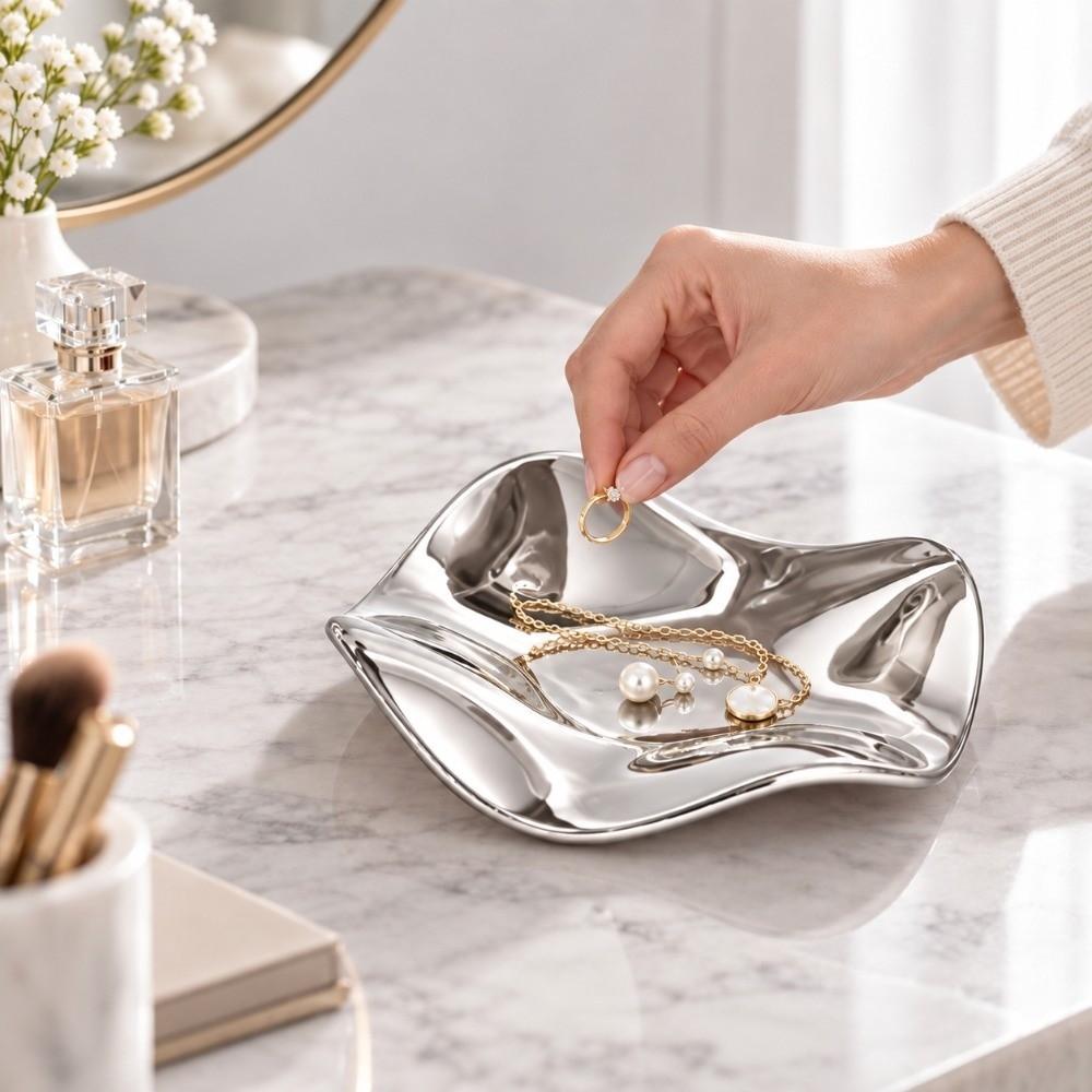 Ceramic Ceramic Jewelry Tray Light Luxury Jewelry Storage Tray Decorative Vanity Plate Home