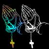 Colorful Car Prayer Gesture Laser Sticker God Jesus Christ Fashion Auto Body Styling Decoration Stickers Rear Windshield Decal