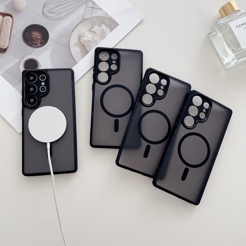 Магнитный Матовый Полупрозрачный Чехол для Magsafe для Samsung S25 Edge S24 S23 Ultra Plus FE A17 A07 A56 A36 A26 A16 A55 A35 Крышка