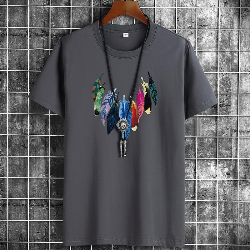 QICED Летняя футболка с короткими рукавами, мужская футболка с круглым вырезом и трендовым низом