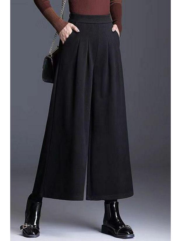 Winter Plus Size High Waist Wide Leg Casual Pants for Women
