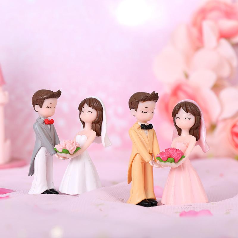 Bride Groom Lover Wedding Decoration Pvc Figure Craft Dollhouse Ornaments DIY Accessories Miniature Fairy Garden Decor