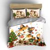 Cute Christmas Cat with Lights Bedding Duvet Cover Set Duvet Cover Pillowcases  (1*Duvet Cover 2*Pillowcases, without duvet insert)
