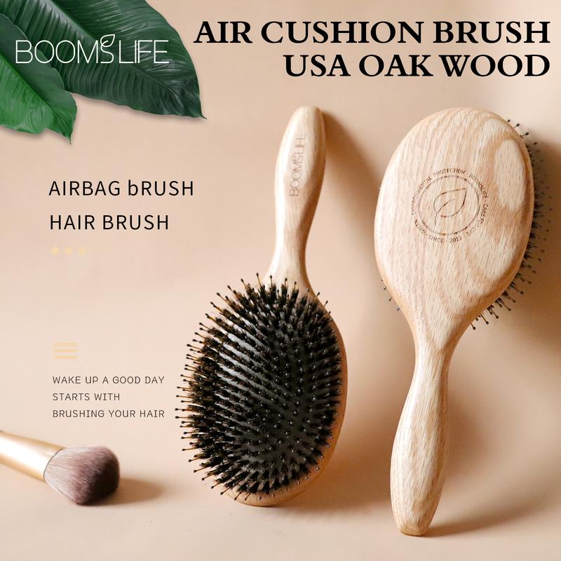 Boar Bristle Hair Brush Peine OAK Wood Comb Women Hair Styling Scalp Massage Hairbrush Salon De Beaute Barber Accessories