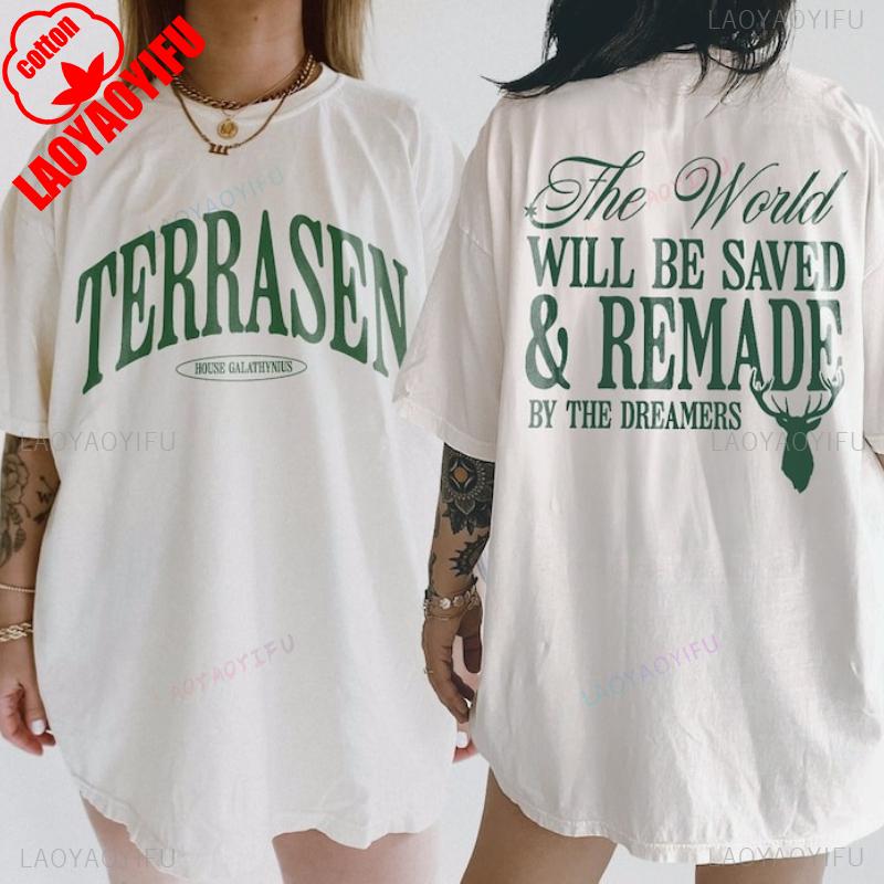 Футболка Terrasen с цитатой из «Трона из стекла»: Аэлин, Галатиний, Роуэн, Манон. Лицензированная продукция вселенной Сары Дж. Маас. Книжные хлопковые футболки.