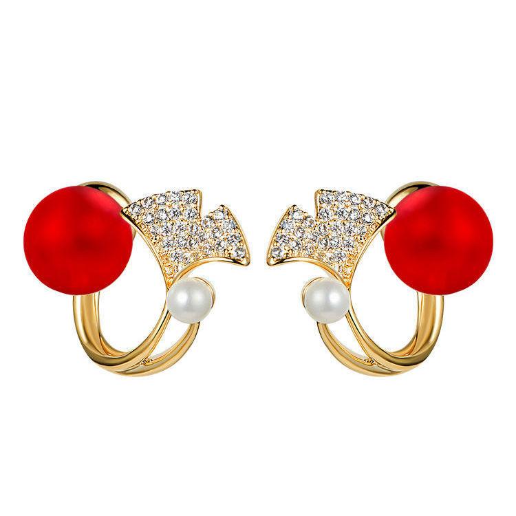 Модные серьги с красным жемчугом в форме рыбьего хвоста для женщин, корейские простые украшения для ушей, свадебные украшения, подарок на день рождения