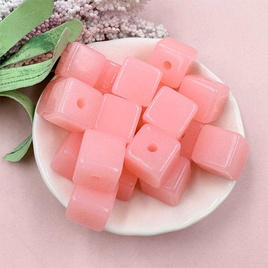 Making 20Pcs Material Creative Square Acrylic Fashion for Bracelets Earrings DIY Jewely Accessories Loose Beads Jelly Color About 13mm