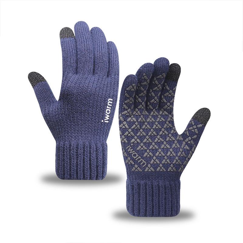 Iwarm Love Warm Camel Wool Men's Winter Wool Gloves Piled Thickened Knitted Touch Screen Gloves