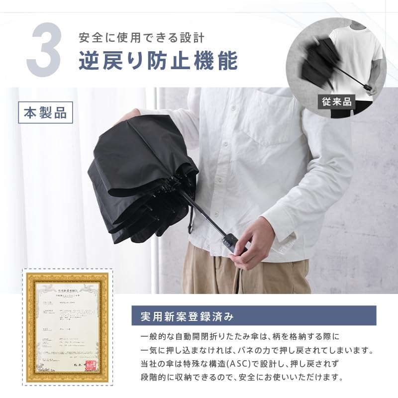 AtRise складной обратный складной обычный микрофибровый складной автоматический зонт, мужской [легкий/автоматически открывается/закрывается] Тип, Тип, Зонт, Компактный,