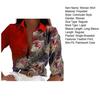 Women Spring Autumn Shirt Tops Lapel Long Sleeve Faux Gemstone Feather Print Single Breasted Shirt Streetwear