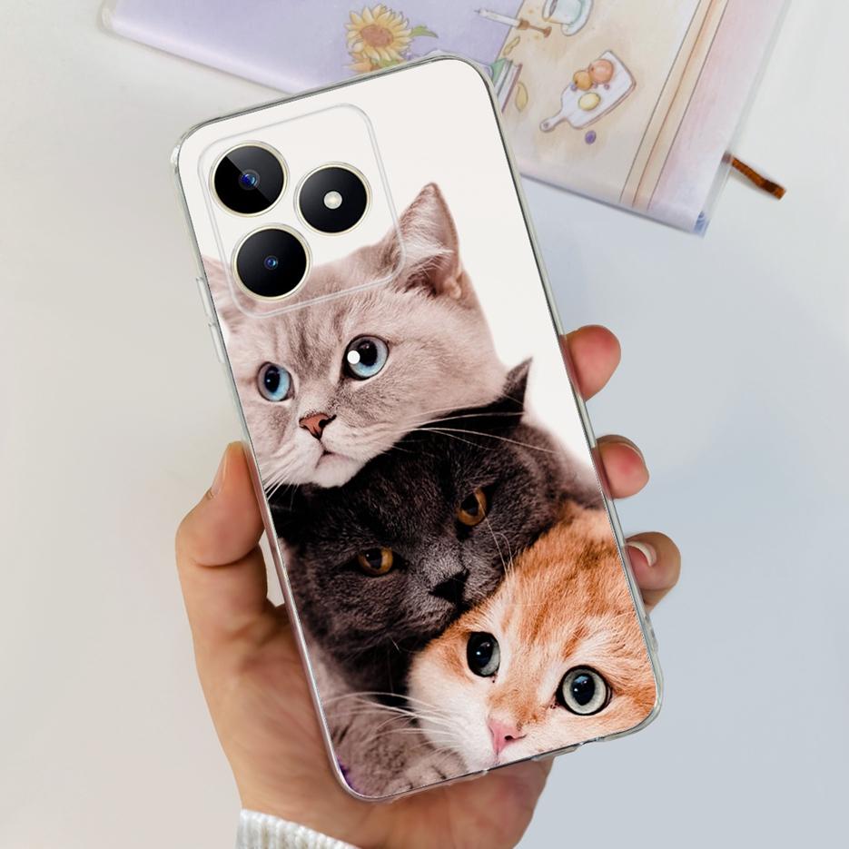 Чехол для Realme Note 50 RMX3834 Милый Кот Расписной Чехол Мягкий Силиконовый Чехол для Телефона Для Realme Note 50 Note50 Задняя Крышка 6.74'' Сумки