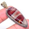 Natural Mookaite Gemstone 925 Sterling Silver TwoTone Gift Pendant 2.29" o5Y18