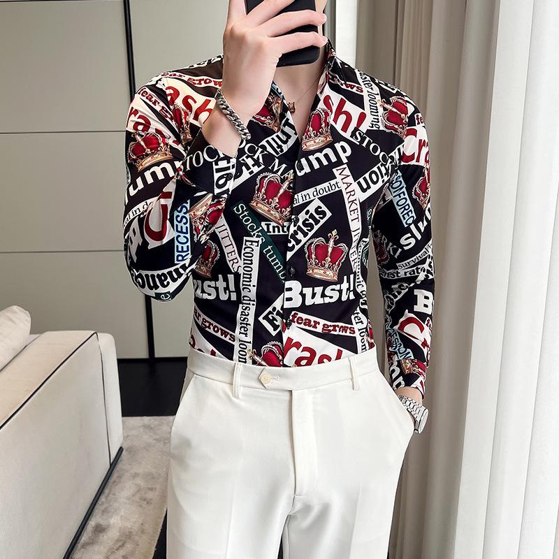 Рубашка с трехмерной цифровой печатью. Мужская рубашка с длинными рукавами с индивидуальной печатью.