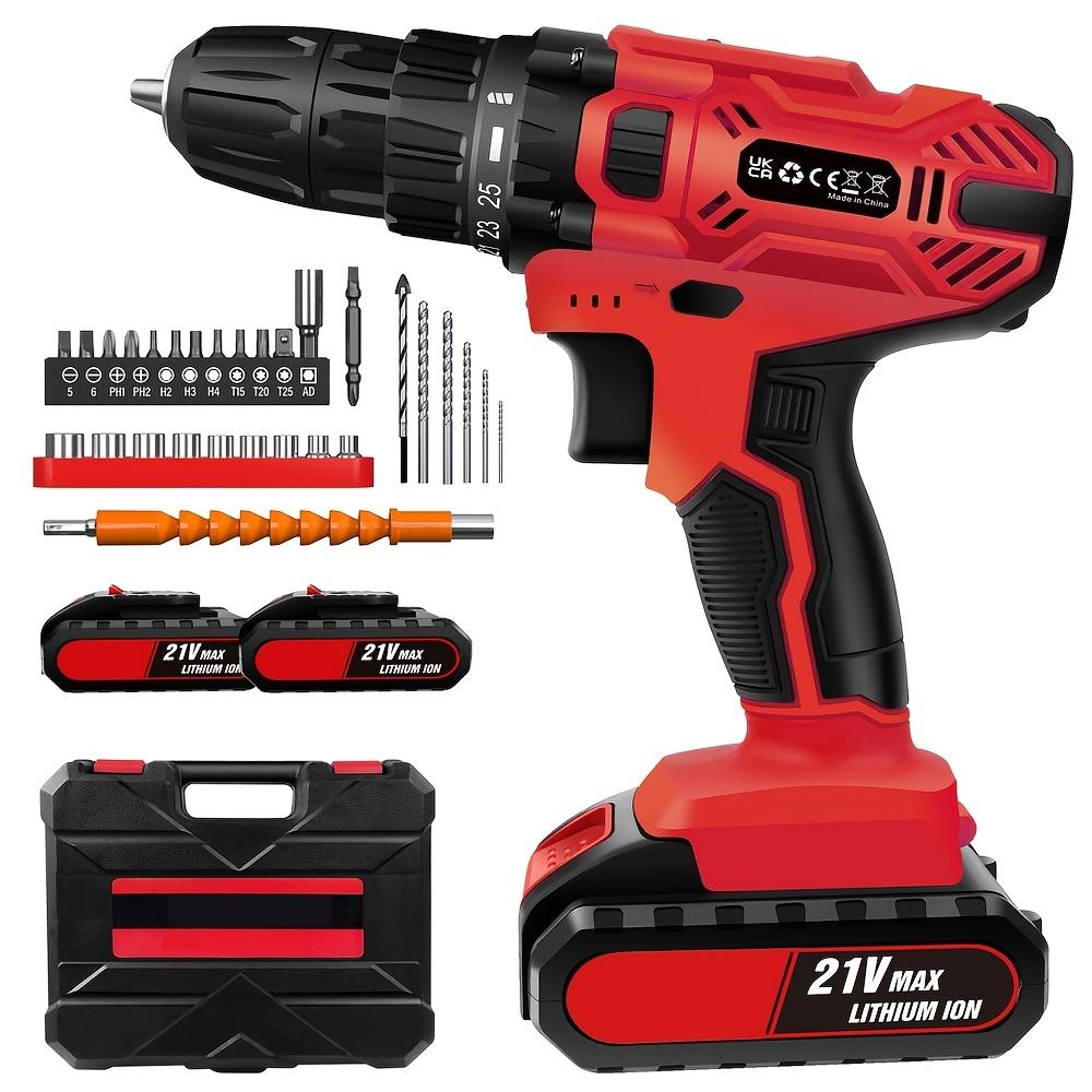 21V Wireless Drill and Screwdriver Set - 2 Speed, 3/8 "Keyless Chuck, 45N.m Torque, Li-Ion Battery, 29 + 1 Drill and Screwdriver Head
