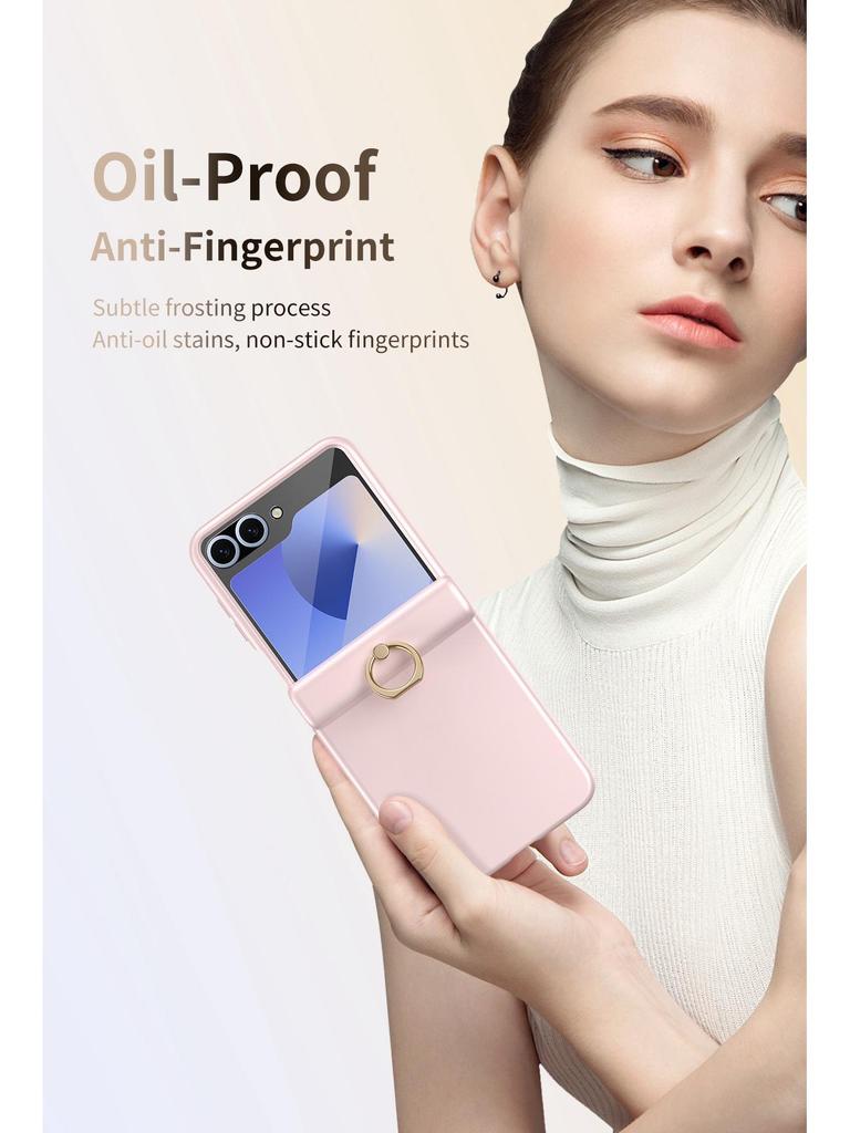 Противоударный чехол для телефона Samsung Z Flip7/6/5 с кольцом-подставкой на 4/3 пальца и пленкой с полным покрытием