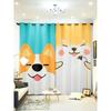 Cute Cartoon Shiba Inu Floor-to-ceiling Window Bay Window Curtains for Children's Bedroom Room High Blackout Curtain Punch Hook