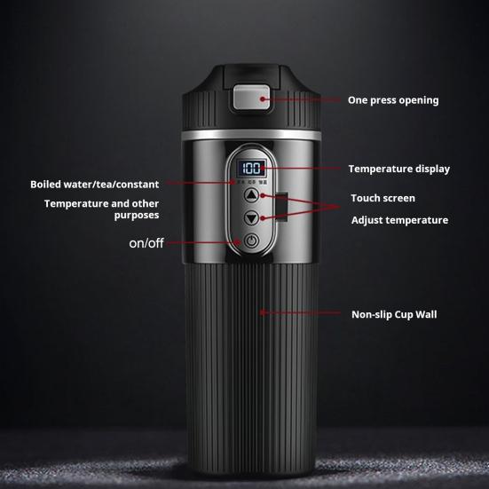 12 В/24 В автомобильная нагревательная кружка 500 мл из нержавеющей стали электрическая кружка для воды умная температура