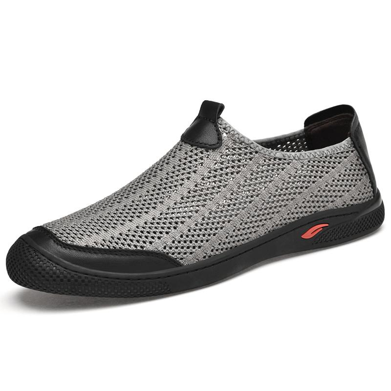 Дышащая мужская сетчатая обувь, летние мужские повседневные кроссовки, нескользящие мокасины, походная обувь, ажурные мокасины