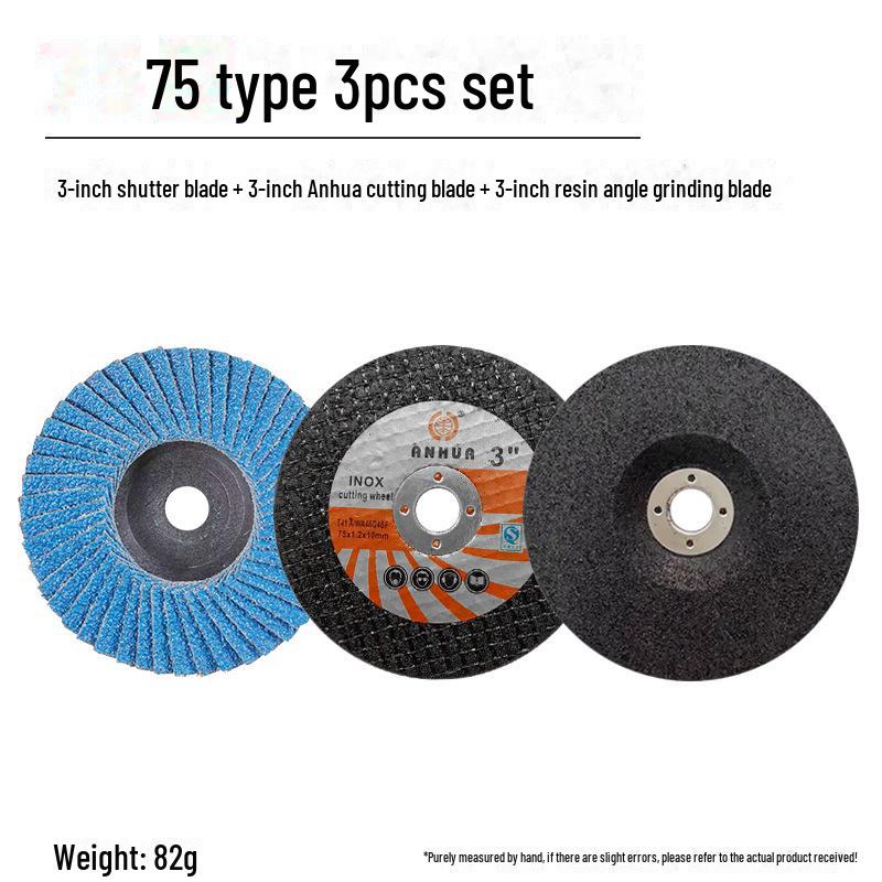 3" Mini Angle Grinder 8-Piece Set: 75x1.2x10mm Brazing Cutting & Grinding Blades